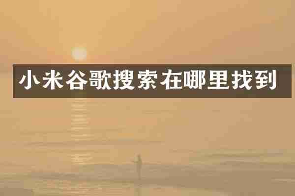 小米谷歌搜索在哪里找到