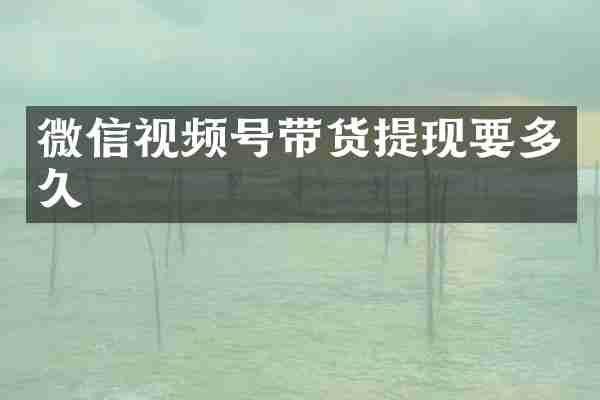 微信视频号带货提现要多久