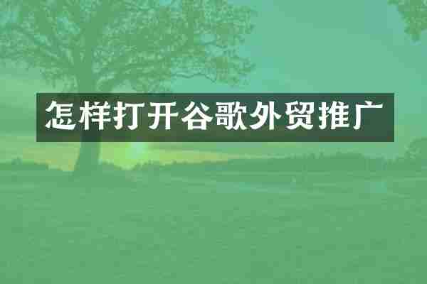 怎样打开谷歌外贸推广