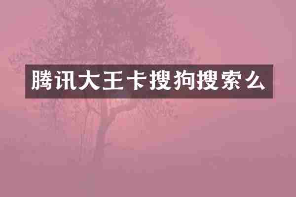 腾讯大王卡搜狗搜索么