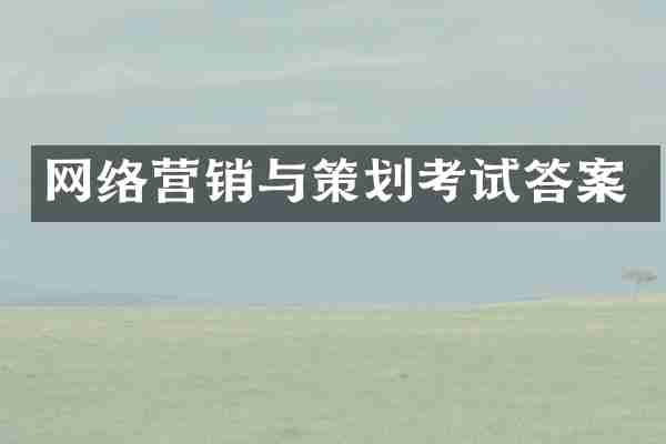 网络营销与策划考试答案