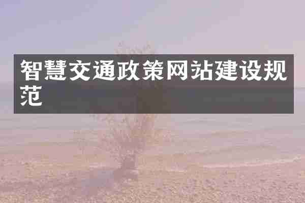 智慧交通政策网站建设规范