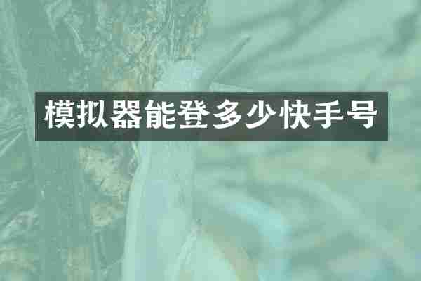 模拟器能登多少快手号