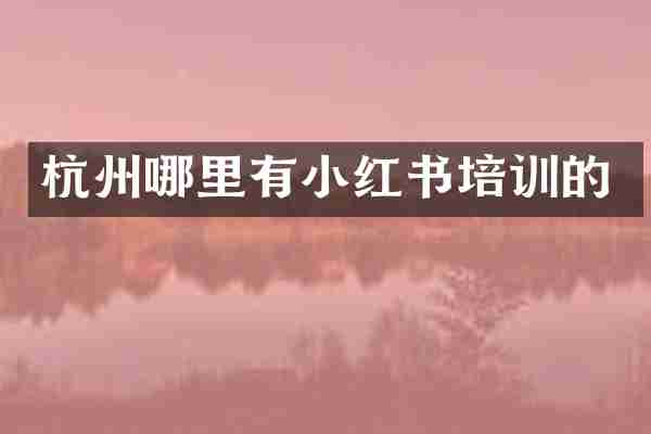 杭州哪里有小红书培训的