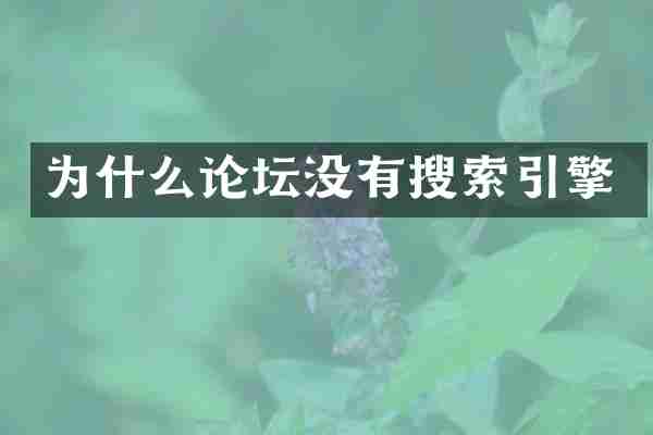 为什么论坛没有搜索引擎