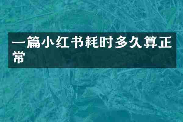 一篇小红书耗时多久算正常