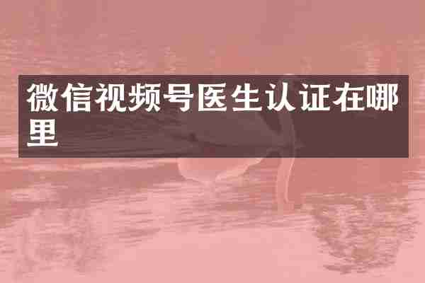微信视频号医生认证在哪里