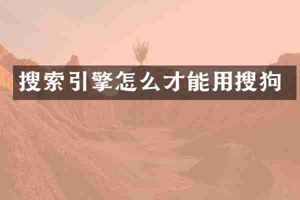 搜索引擎怎么才能用搜狗