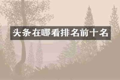 头条在哪看排名前十名