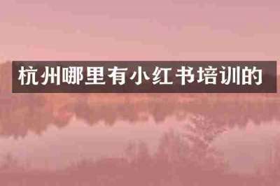 杭州哪里有小红书培训的
