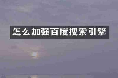 怎么加强百度搜索引擎