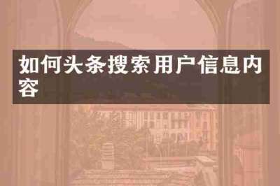 如何头条搜索用户信息内容