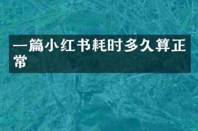 一篇小红书耗时多久算正常