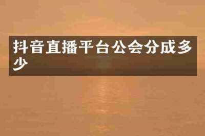 抖音直播平台公会分成多少