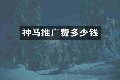 神马推广费多少钱