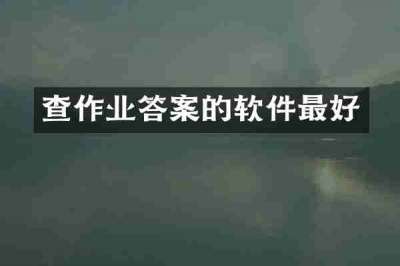 查作业答案的软件最好
