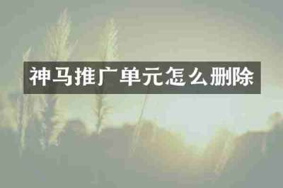 神马推广单元怎么删除