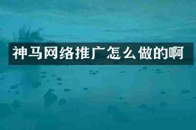 神马网络推广怎么做的啊