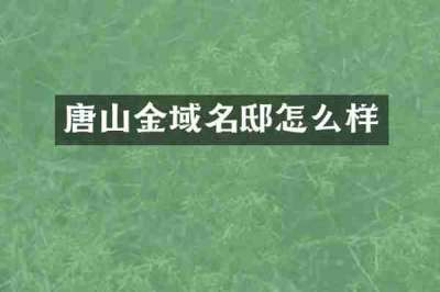唐山金域名邸怎么样