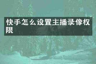 快手怎么设置主播录像权限