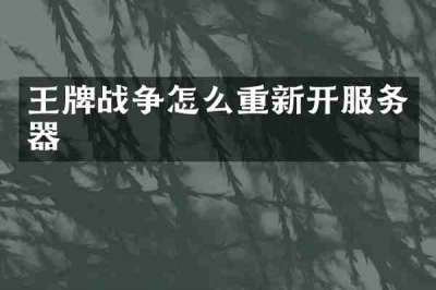王牌战争怎么重新开服务器