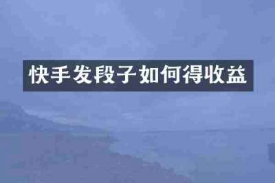 快手发段子如何得收益
