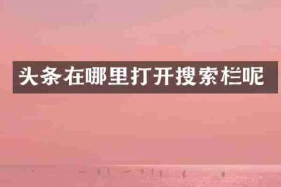 头条在哪里打开搜索栏呢