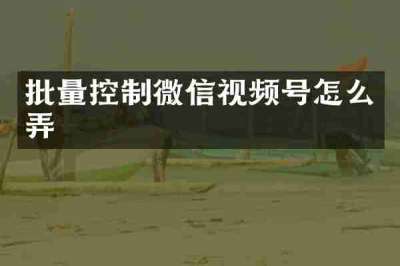 批量控制微信视频号怎么弄