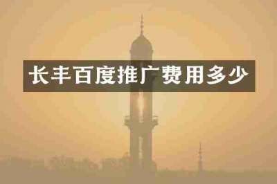 长丰百度推广费用多少