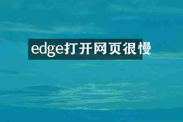 edge打开网页很慢