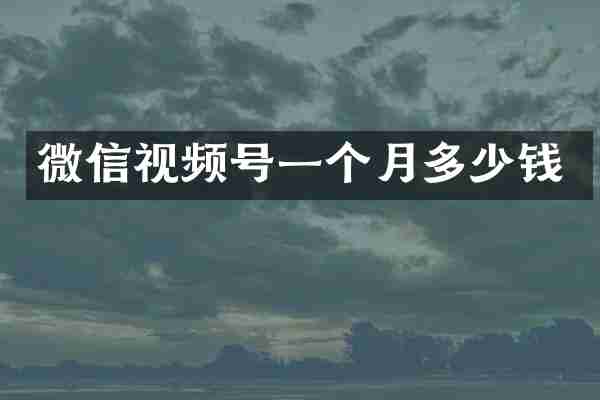 微信视频号一个月多少钱