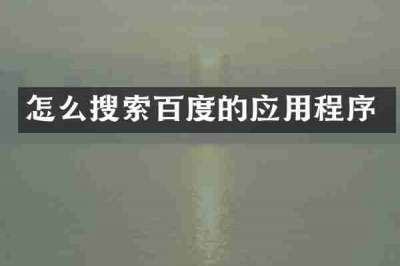 怎么搜索百度的应用程序