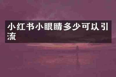 小红书小眼睛多少可以引流