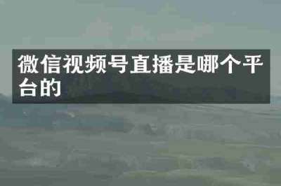 微信视频号直播是哪个平台的