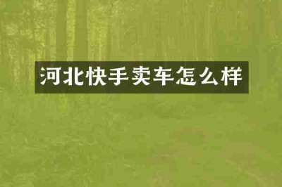 河北快手卖车怎么样