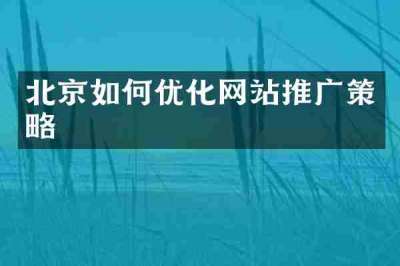 北京如何优化网站推广策略