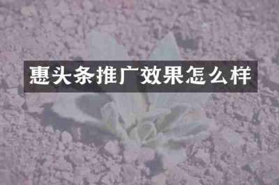 惠头条推广效果怎么样