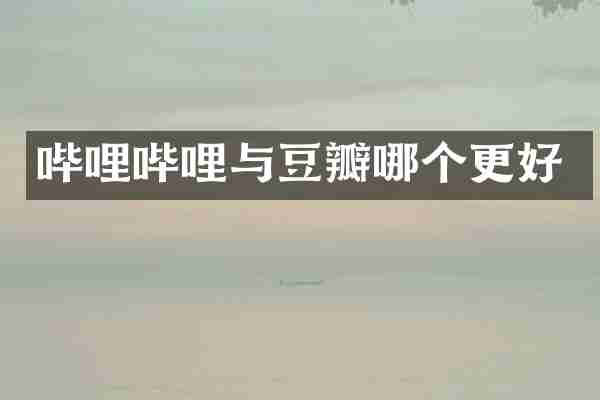 哔哩哔哩与豆瓣哪个更好