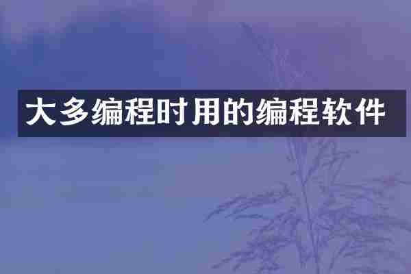 大多编程时用的编程软件