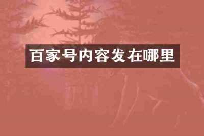 百家号内容发在哪里