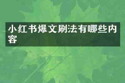 小红书爆文刷法有哪些内容