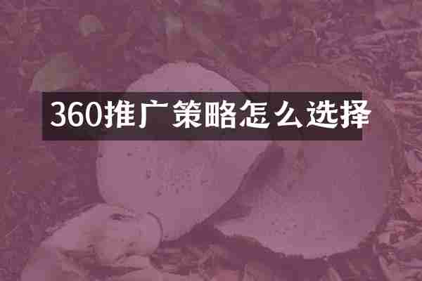 360推广策略怎么选择