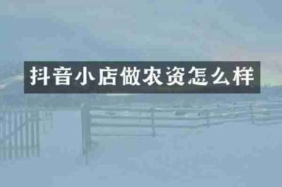 抖音小店做农资怎么样