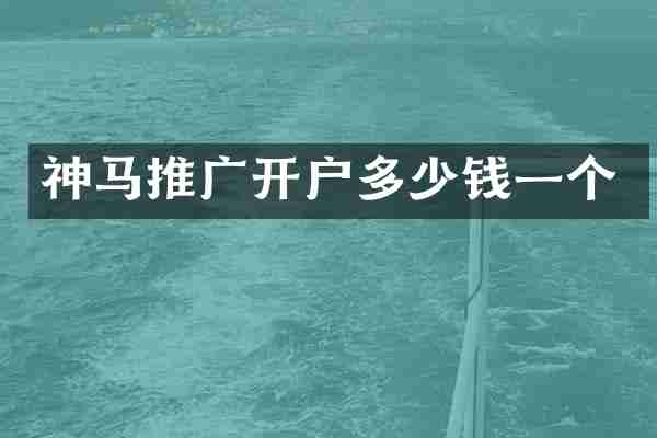 神马推广开户多少钱一个