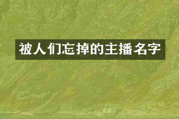 被人们忘掉的主播名字