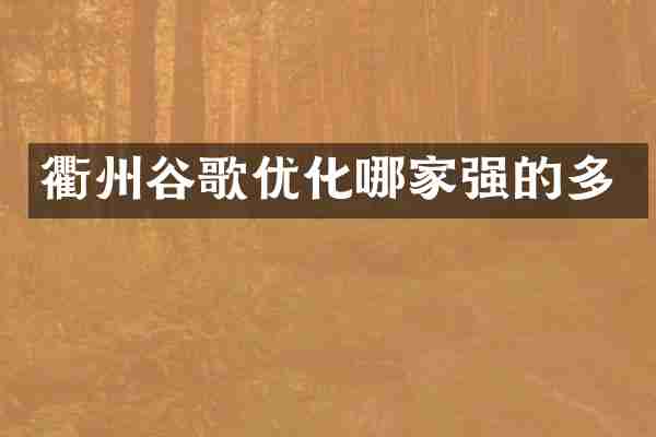 衢州谷歌优化哪家强的多