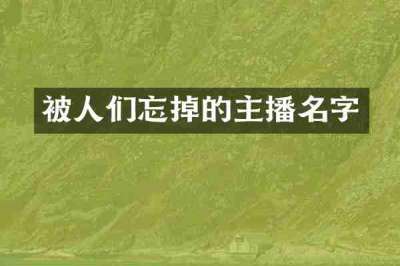 被人们忘掉的主播名字
