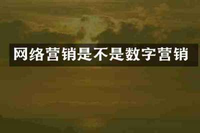 网络营销是不是数字营销