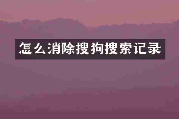 怎么消除搜狗搜索记录
