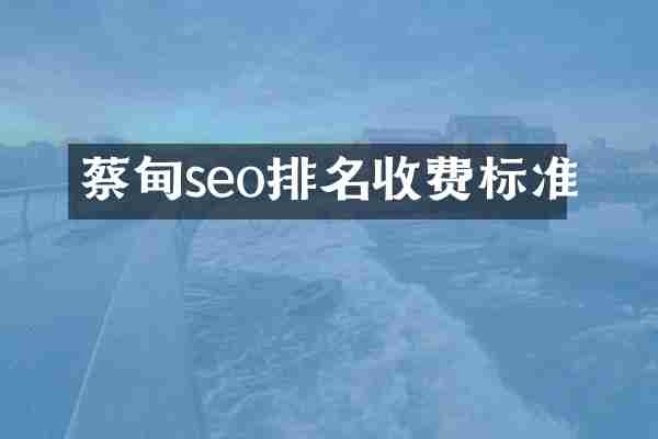 蔡甸seo排名收费标准